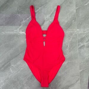 Women’s YMI Deep V-Neck Cutout One Piece Padded Swimsuit Adjustable Straps XL